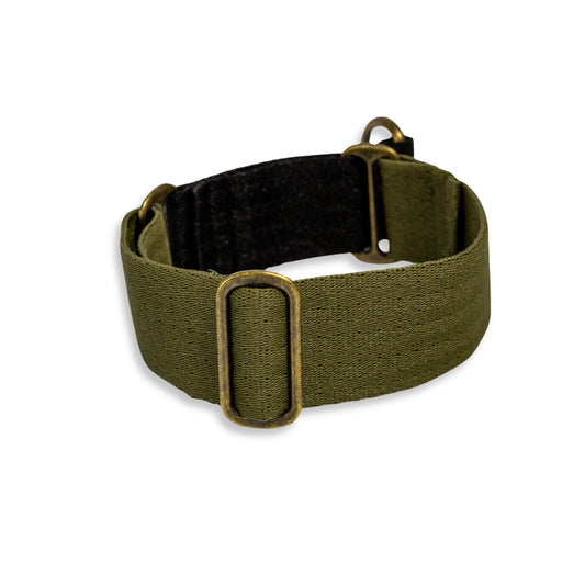 Recycled Martingale collar for sighthounds | Olive - Black | PurePaw